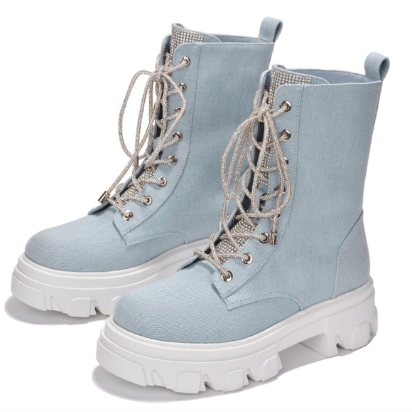 𝙉𝙀𝙒 𝙄𝙉💎🎥Diamond Lace-Up Boot - Denim - Picture 5 of 5